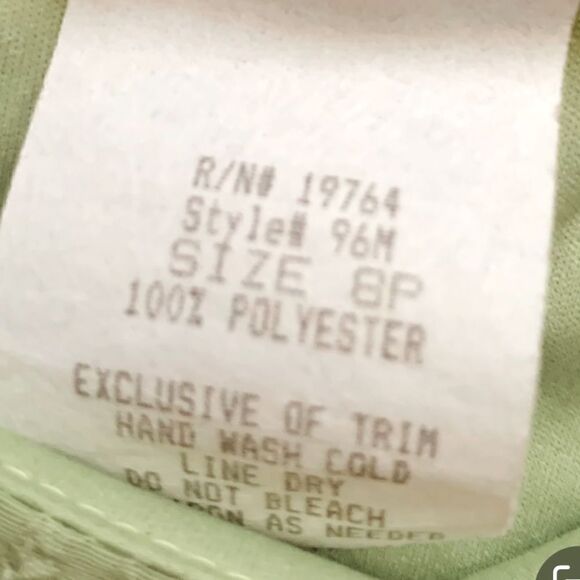 Miss Dorby Vintage 2 Piece Green Floral Textured Dress Set Size 10P - Picture 7 of 8